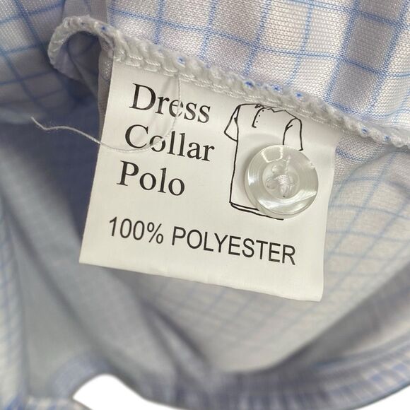 Collars & Co Polo Shirt Mens L Relaxed Blue Check Golf Preppy Dress Collar NEW - Picture 5 of 7